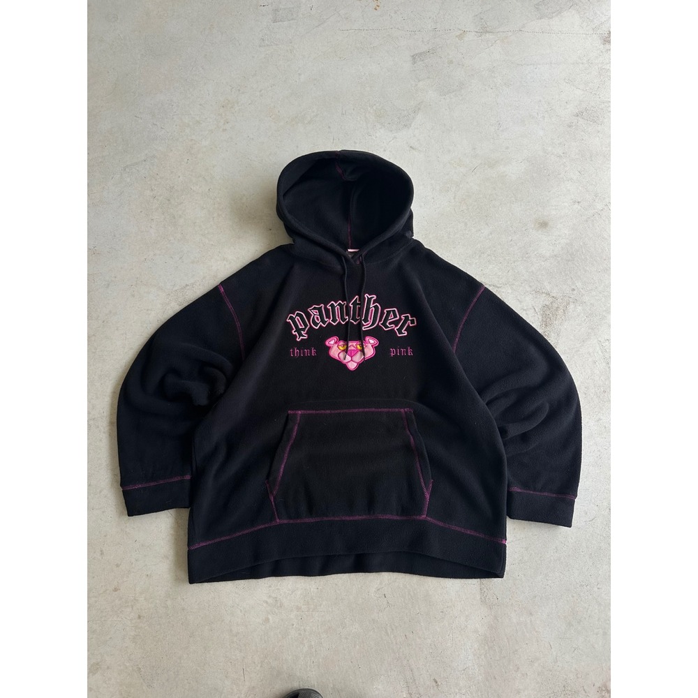 Pink Panther Fleece Hoodie Black XL Embroidered Graphic Pullover